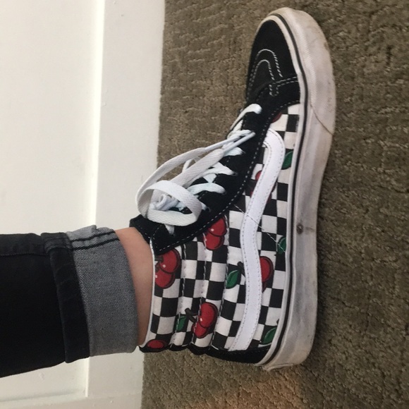cherry high top vans